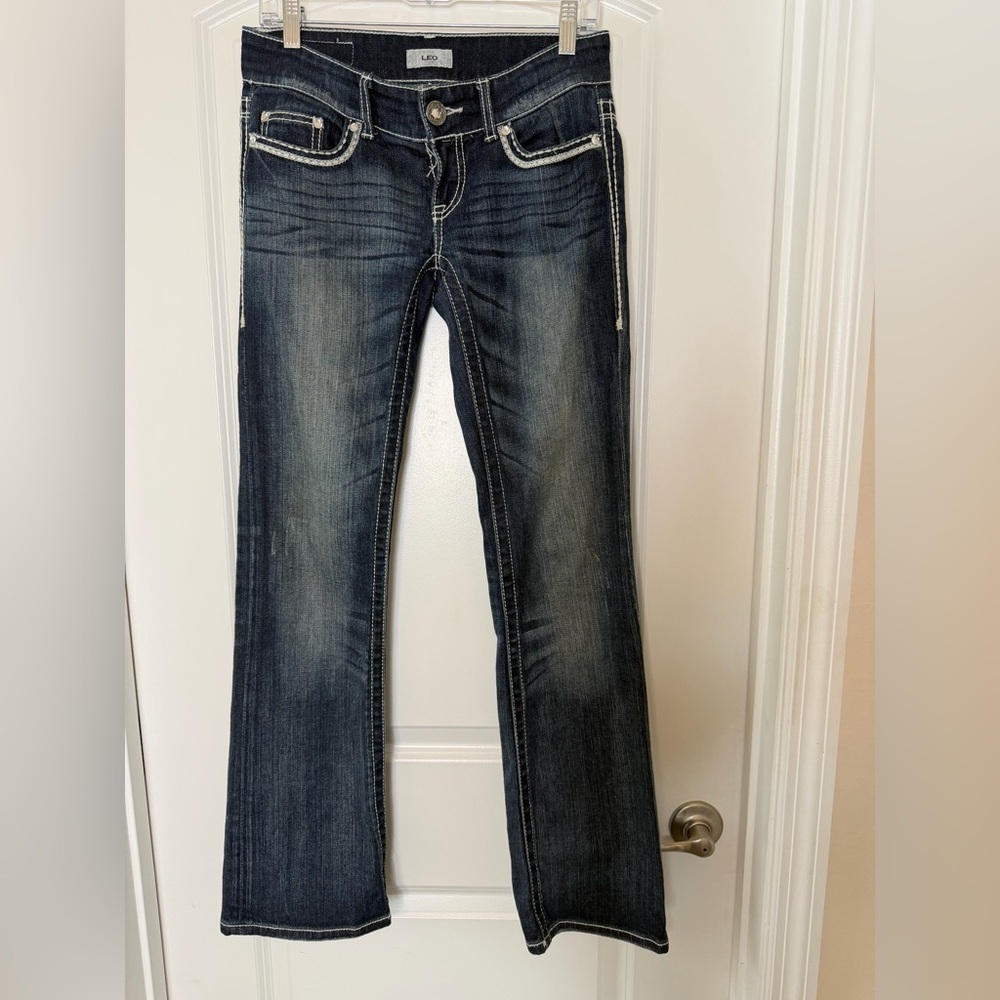 Daytrip Leo 26R Dark Wash Bootcut Jeans Western Cowgirl Y2K Flap Pocket Stretch - Picture 2 of 13